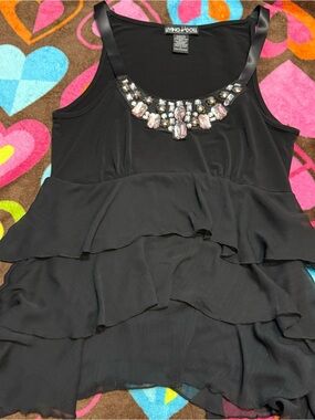 Living Doll Embellished Tiered Tank Top